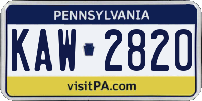 PA license plate KAW2820