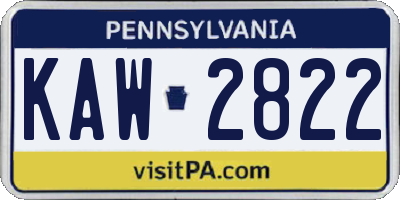 PA license plate KAW2822