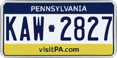 PA license plate KAW2827