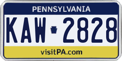 PA license plate KAW2828