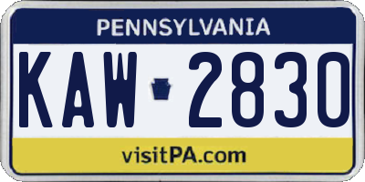 PA license plate KAW2830