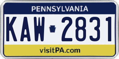 PA license plate KAW2831