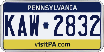 PA license plate KAW2832