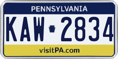 PA license plate KAW2834