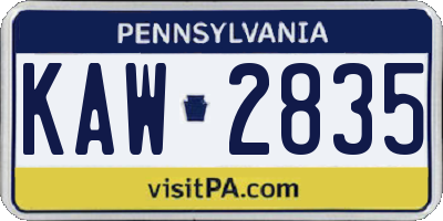 PA license plate KAW2835