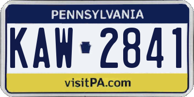 PA license plate KAW2841