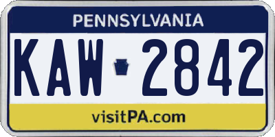 PA license plate KAW2842