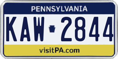 PA license plate KAW2844