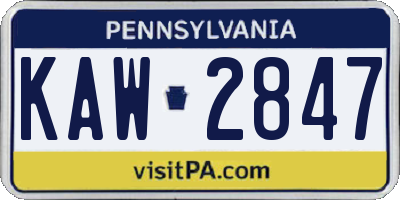 PA license plate KAW2847