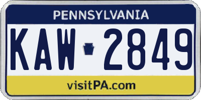 PA license plate KAW2849