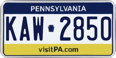 PA license plate KAW2850
