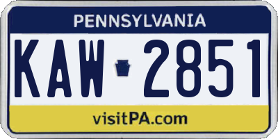 PA license plate KAW2851