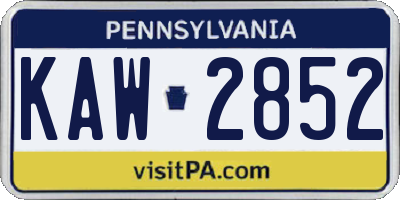 PA license plate KAW2852