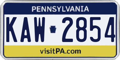 PA license plate KAW2854