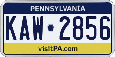 PA license plate KAW2856