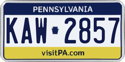 PA license plate KAW2857