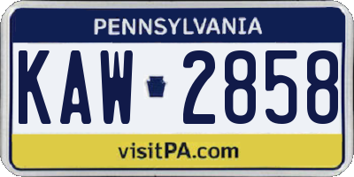 PA license plate KAW2858