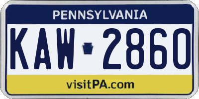 PA license plate KAW2860