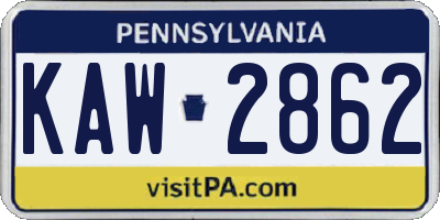 PA license plate KAW2862