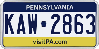 PA license plate KAW2863