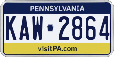 PA license plate KAW2864