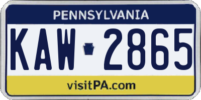 PA license plate KAW2865