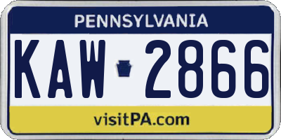 PA license plate KAW2866