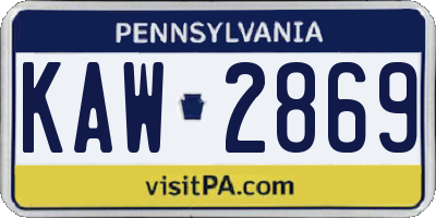 PA license plate KAW2869