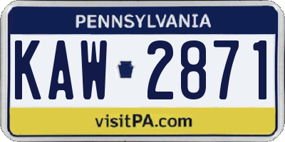 PA license plate KAW2871