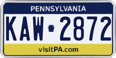 PA license plate KAW2872