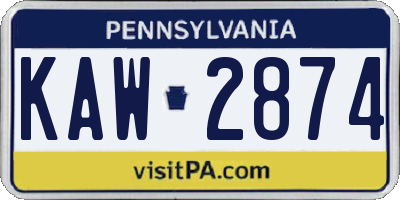 PA license plate KAW2874
