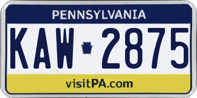 PA license plate KAW2875