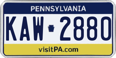 PA license plate KAW2880