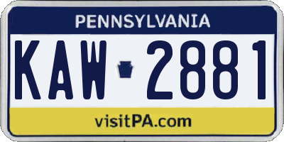 PA license plate KAW2881