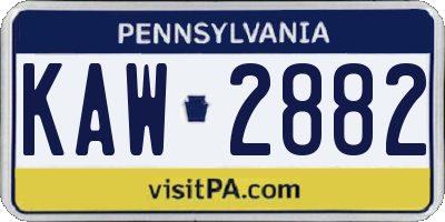 PA license plate KAW2882