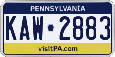 PA license plate KAW2883