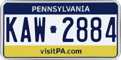 PA license plate KAW2884