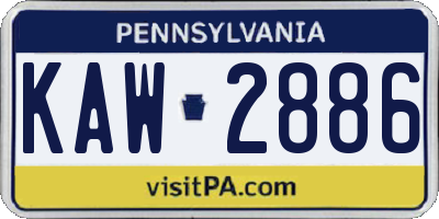 PA license plate KAW2886