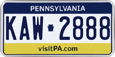PA license plate KAW2888