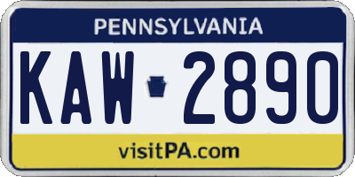 PA license plate KAW2890