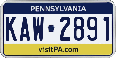 PA license plate KAW2891