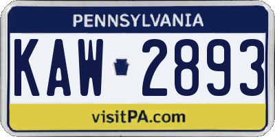 PA license plate KAW2893