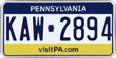PA license plate KAW2894