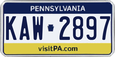 PA license plate KAW2897