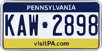 PA license plate KAW2898
