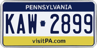 PA license plate KAW2899