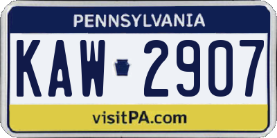 PA license plate KAW2907