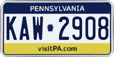 PA license plate KAW2908