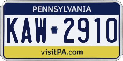 PA license plate KAW2910