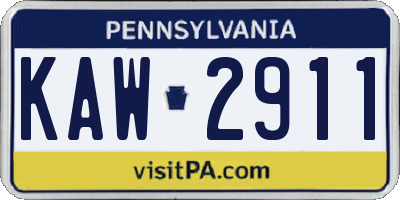PA license plate KAW2911